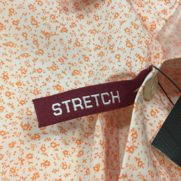 Axist Mens Slim Fit Stretch Melon Orange Floral Button Shirt Size Medium - Picture 6 of 7